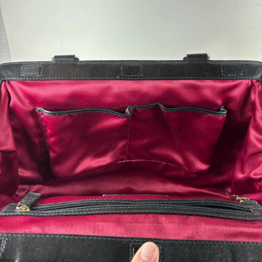 Cole Haan Satchel Shoulder‎ Bag Black Reptile Embossed Leather Designer Handbag - Picture 16 of 16